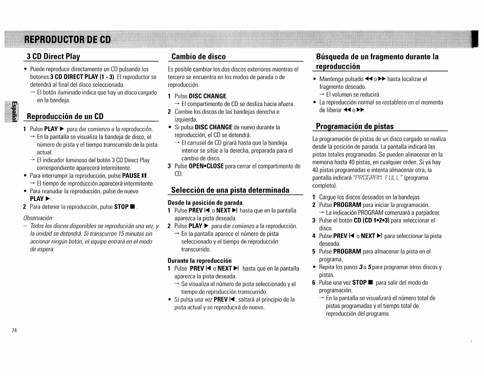 1 pulse disc chance, Reproductor de cd | Philips FW754P37 User Manual | Page 74 / 86