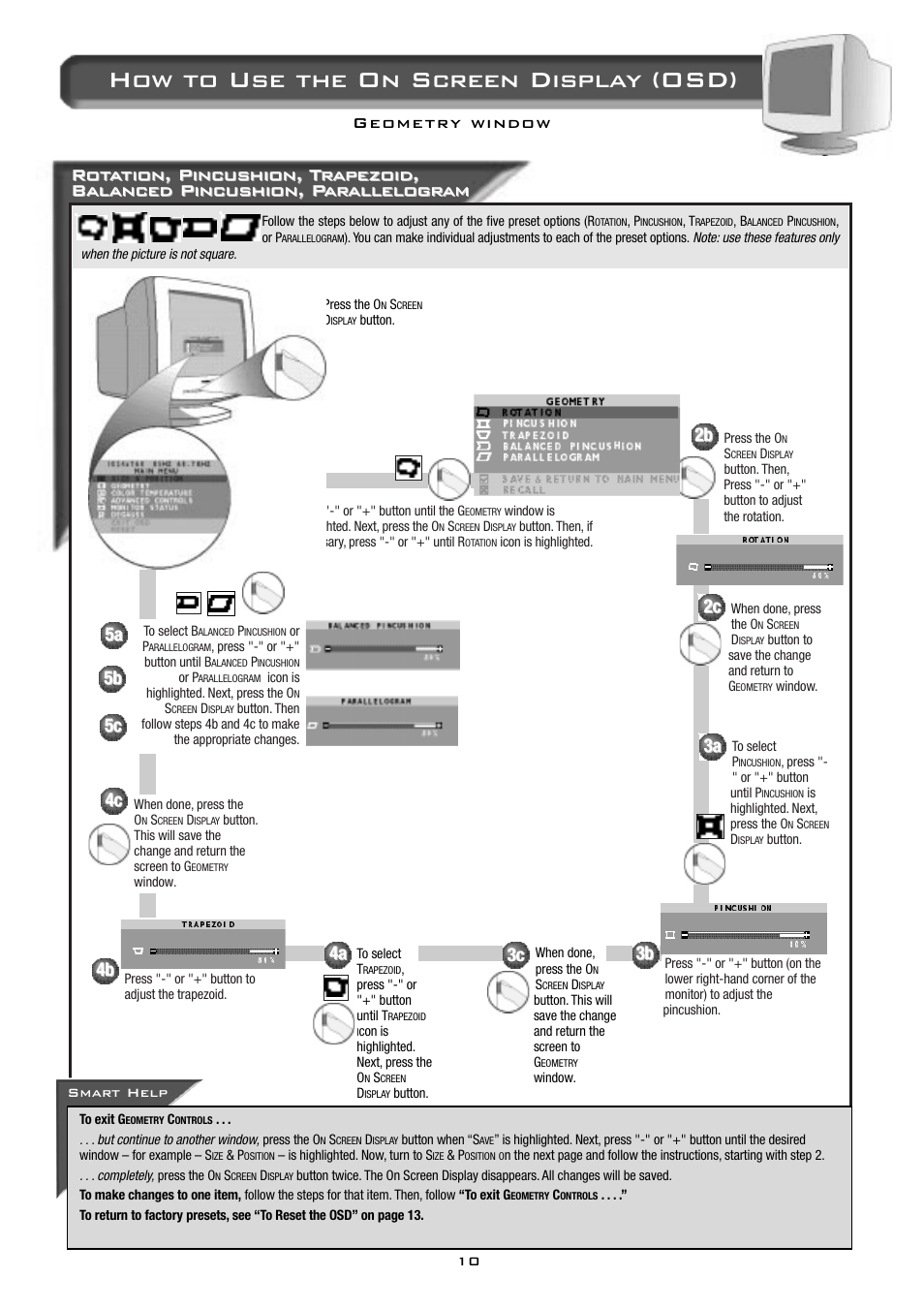 How to use the on screen display (osd) | Philips 19B2502H99 User Manual | Page 11 / 18