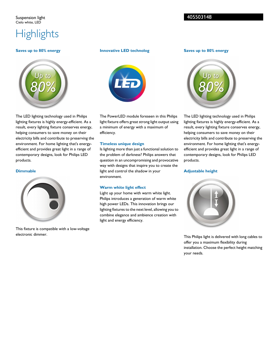 Highlights | Philips 405503148 User Manual | Page 2 / 3