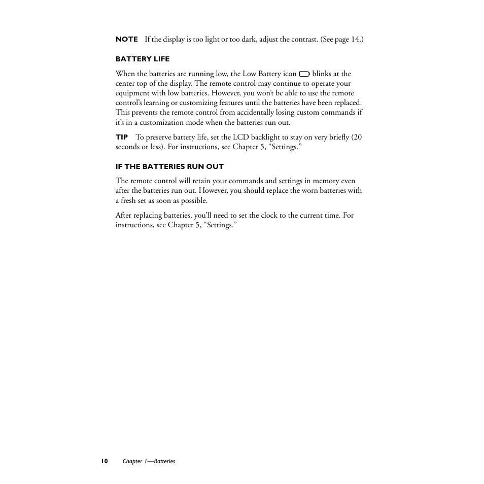 Battery life, If the batteries run out | Philips TS1000 User Manual | Page 12 / 83