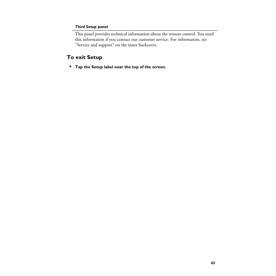 To exit setup | Philips TS1000 User Manual | Page 67 / 83