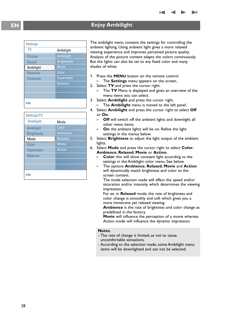 Enjoy ambilight, Enjoy ambilight en | Philips 42PF9631D-37E User Manual | Page 30 / 64