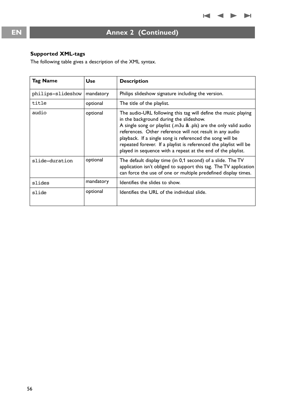 Annex 2 - philips tv-slideshow format, With background music, Annex 2 (continued) | Philips 42PF9631D-37E User Manual | Page 58 / 64