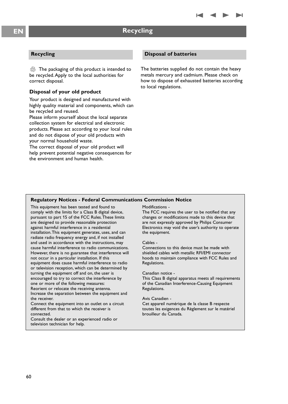 Recycling, Recycling en | Philips 42PF9631D-37E User Manual | Page 62 / 64