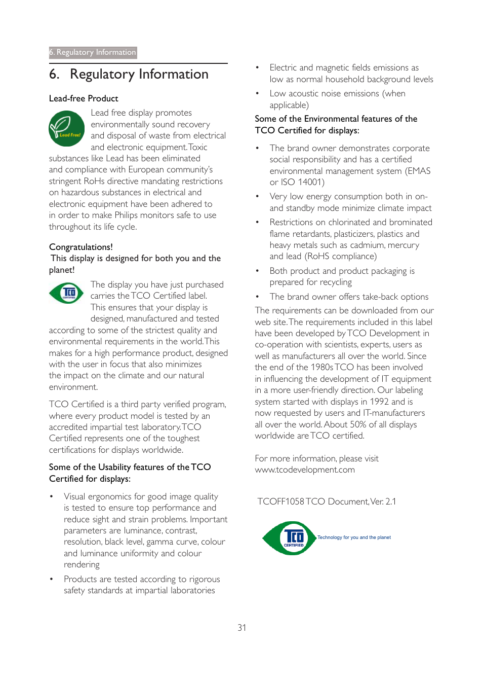 Regulatory information | Philips 221S3SB-27 User Manual | Page 33 / 48