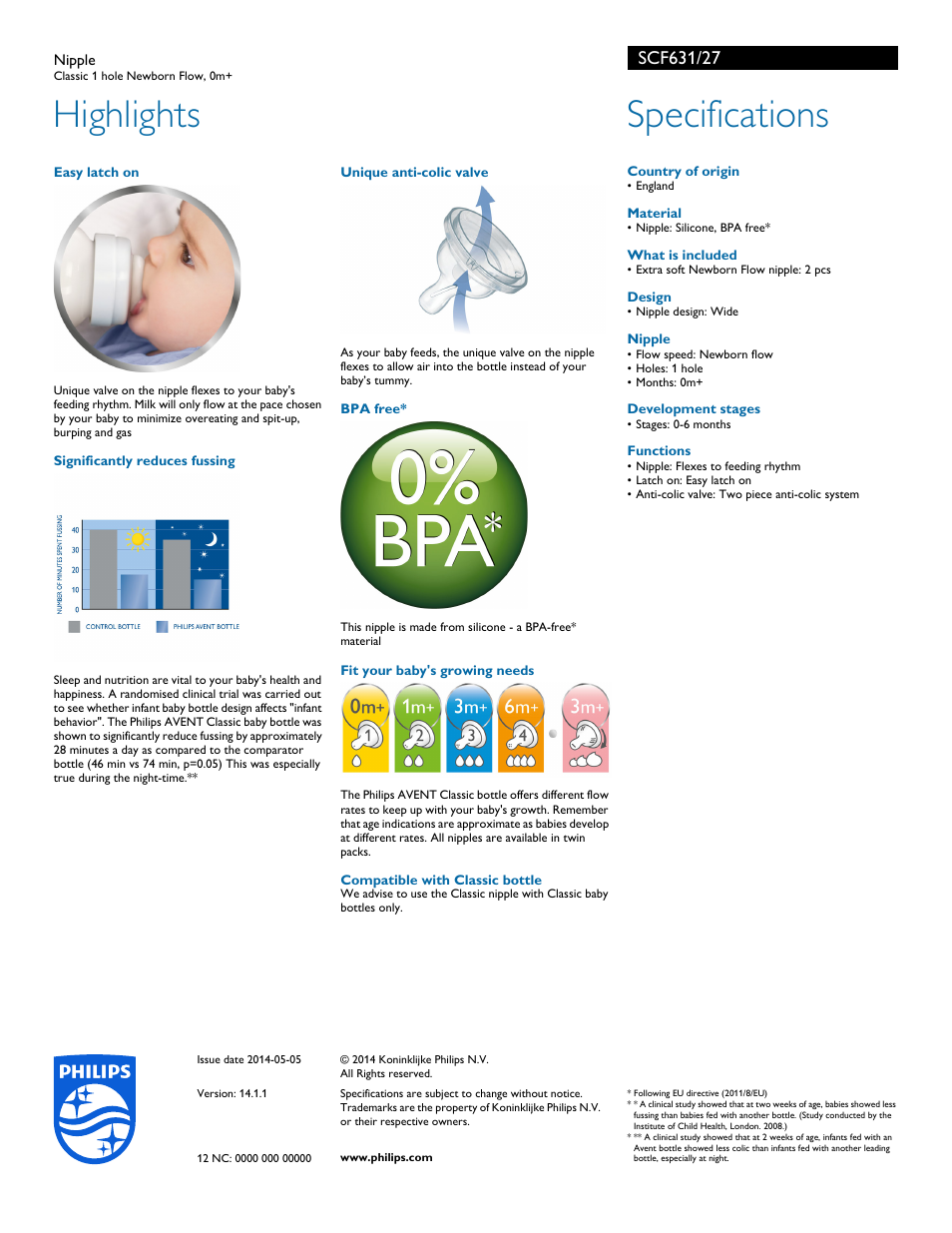 Highlights, Specifications | Philips SCF631-27 User Manual | Page 2 / 2