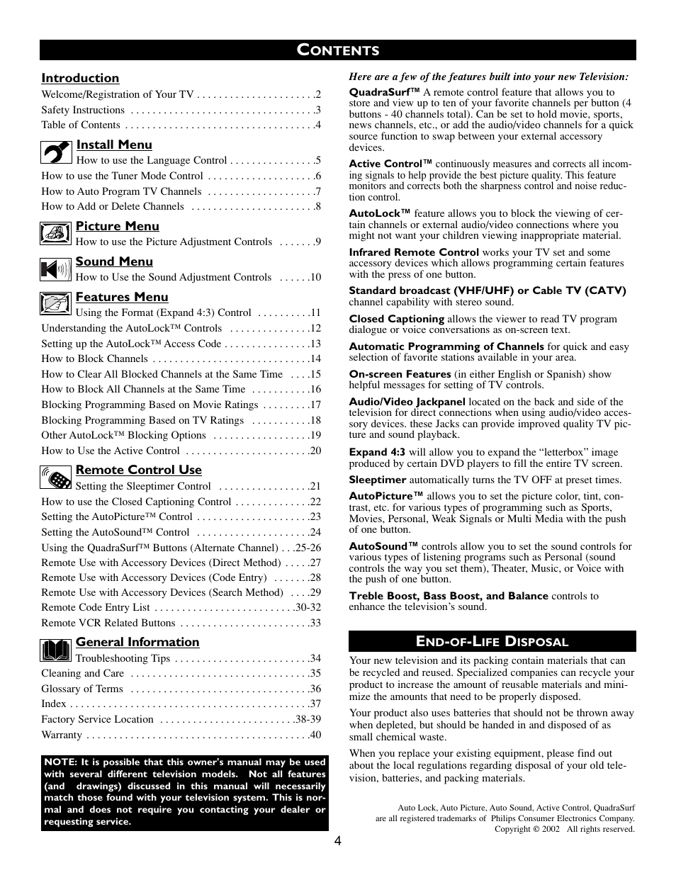 Philips 27PT643F User Manual | Page 4 / 40