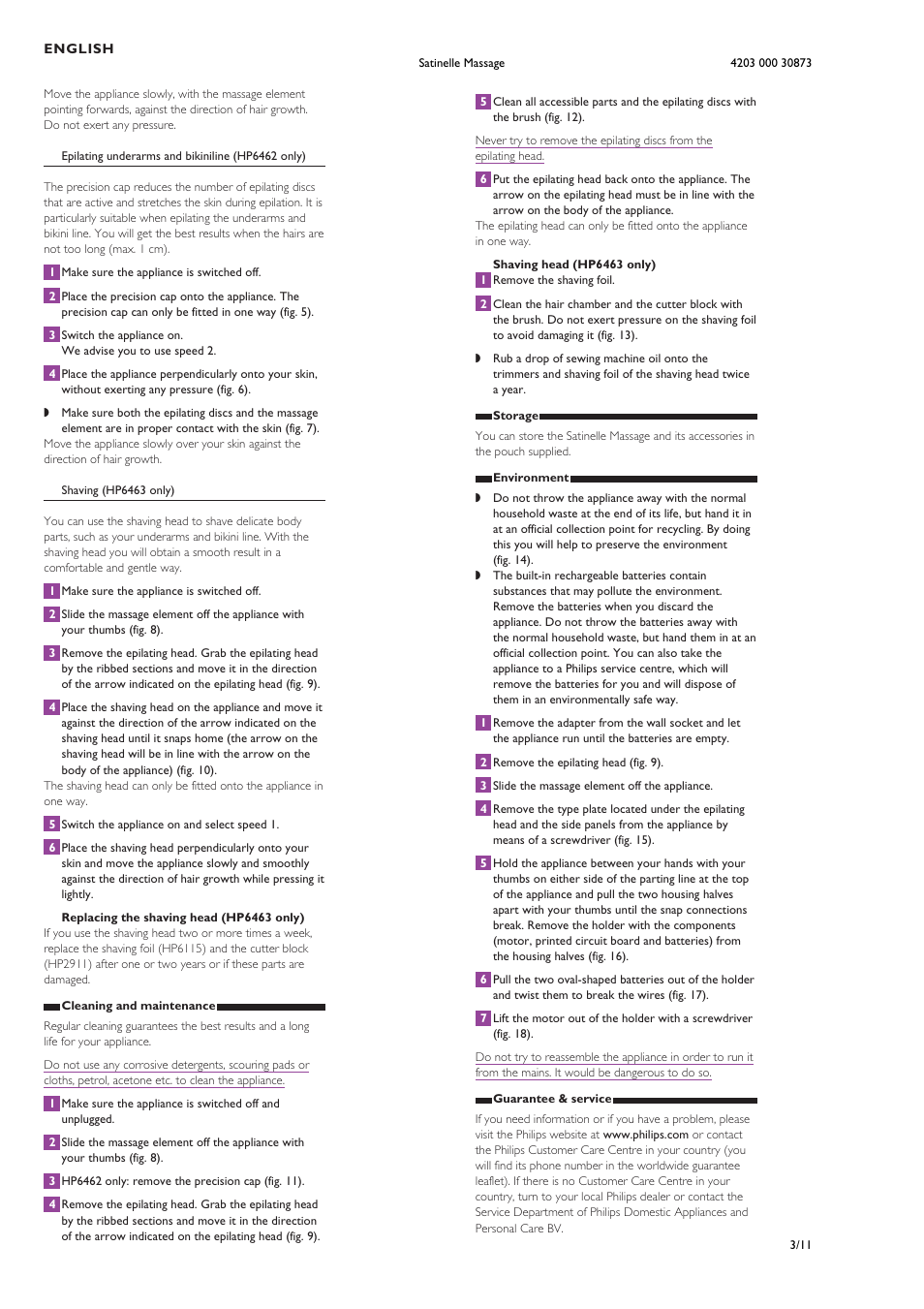 Philips HP6461-00 User Manual | Page 3 / 11