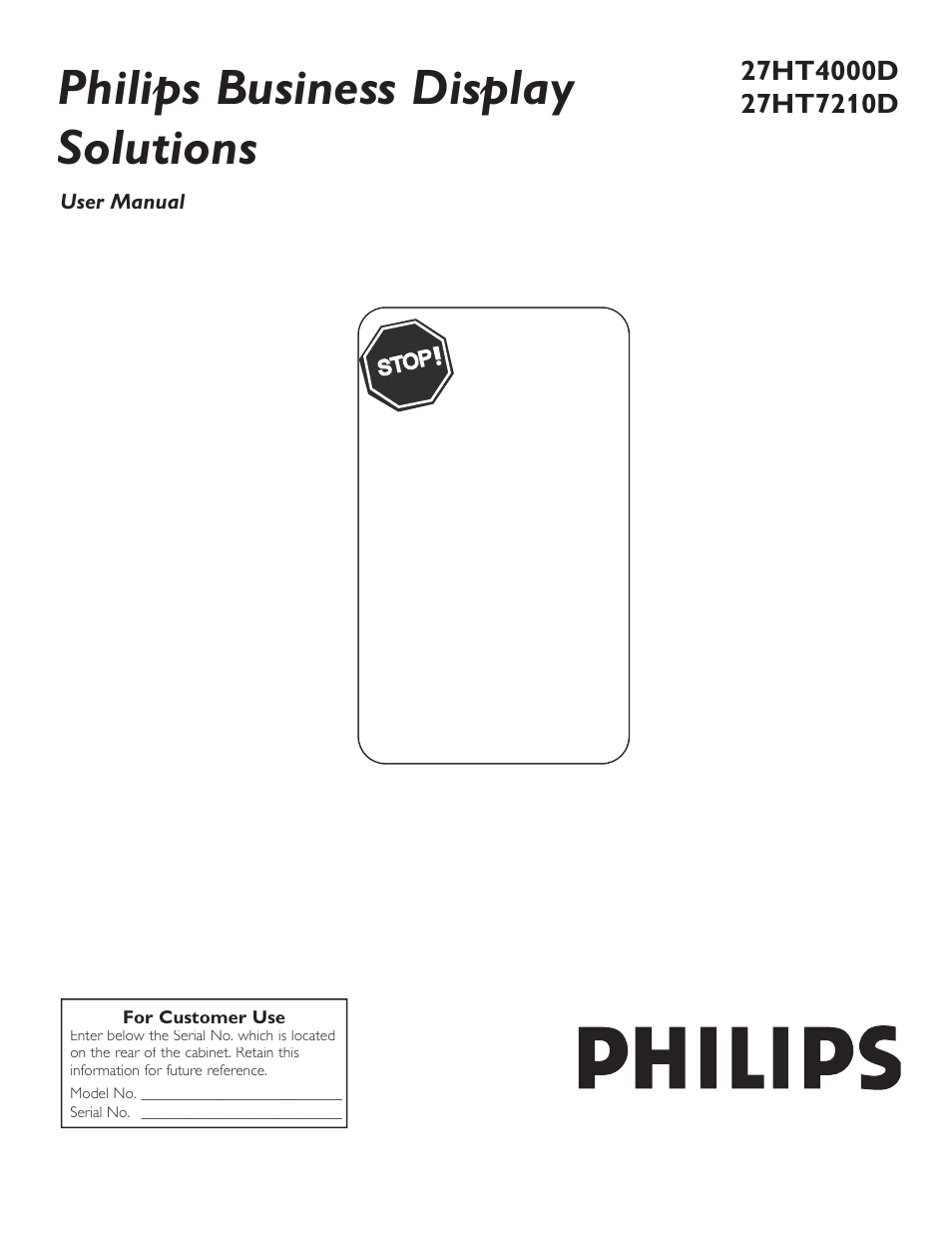 Philips 27" real flat commercial TV User Manual | 25 pages