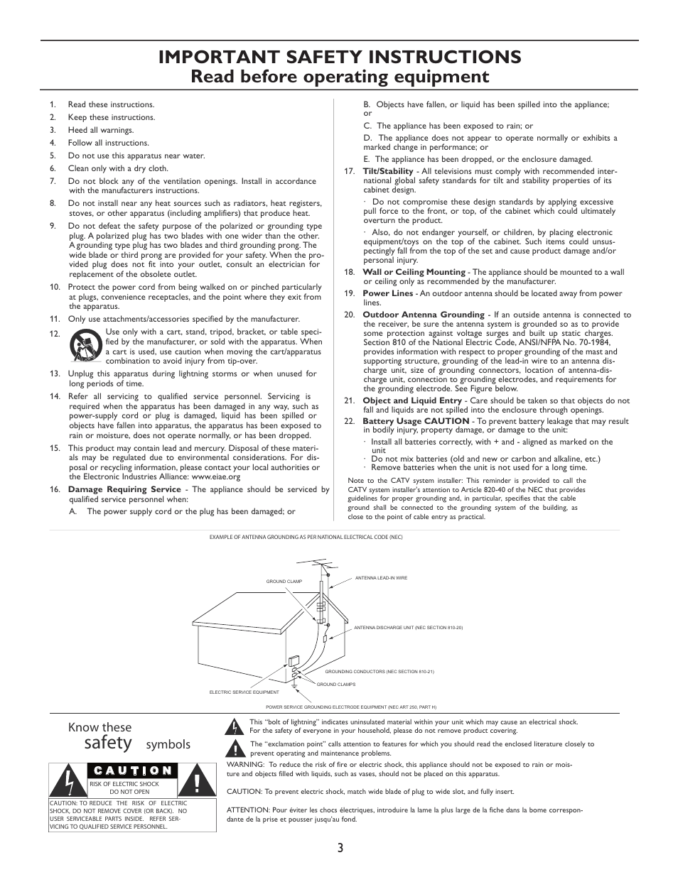 Safety, Know these, Symbols | Philips 27" real flat commercial TV User Manual | Page 3 / 25