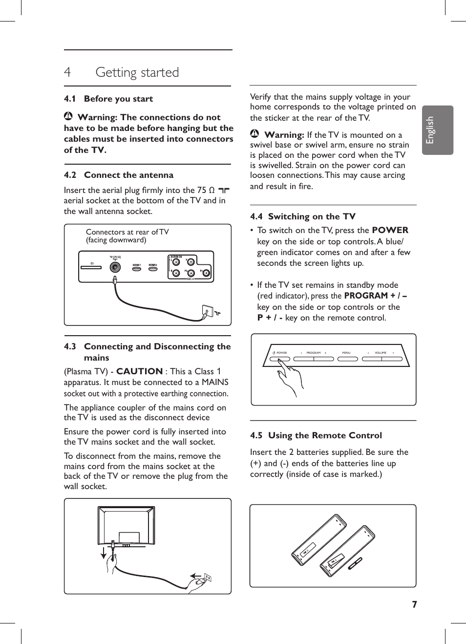 4 getting started | Philips 42PFL7682D-12 User Manual | Page 11 / 56