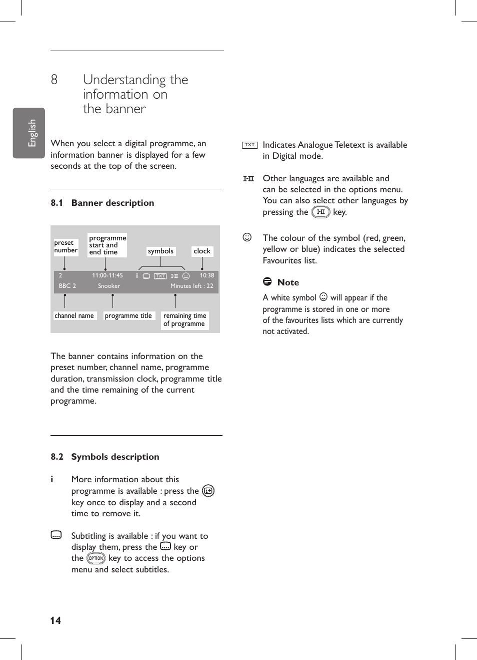 8 understanding the information on the banner | Philips 42PFL7682D-12 User Manual | Page 18 / 56