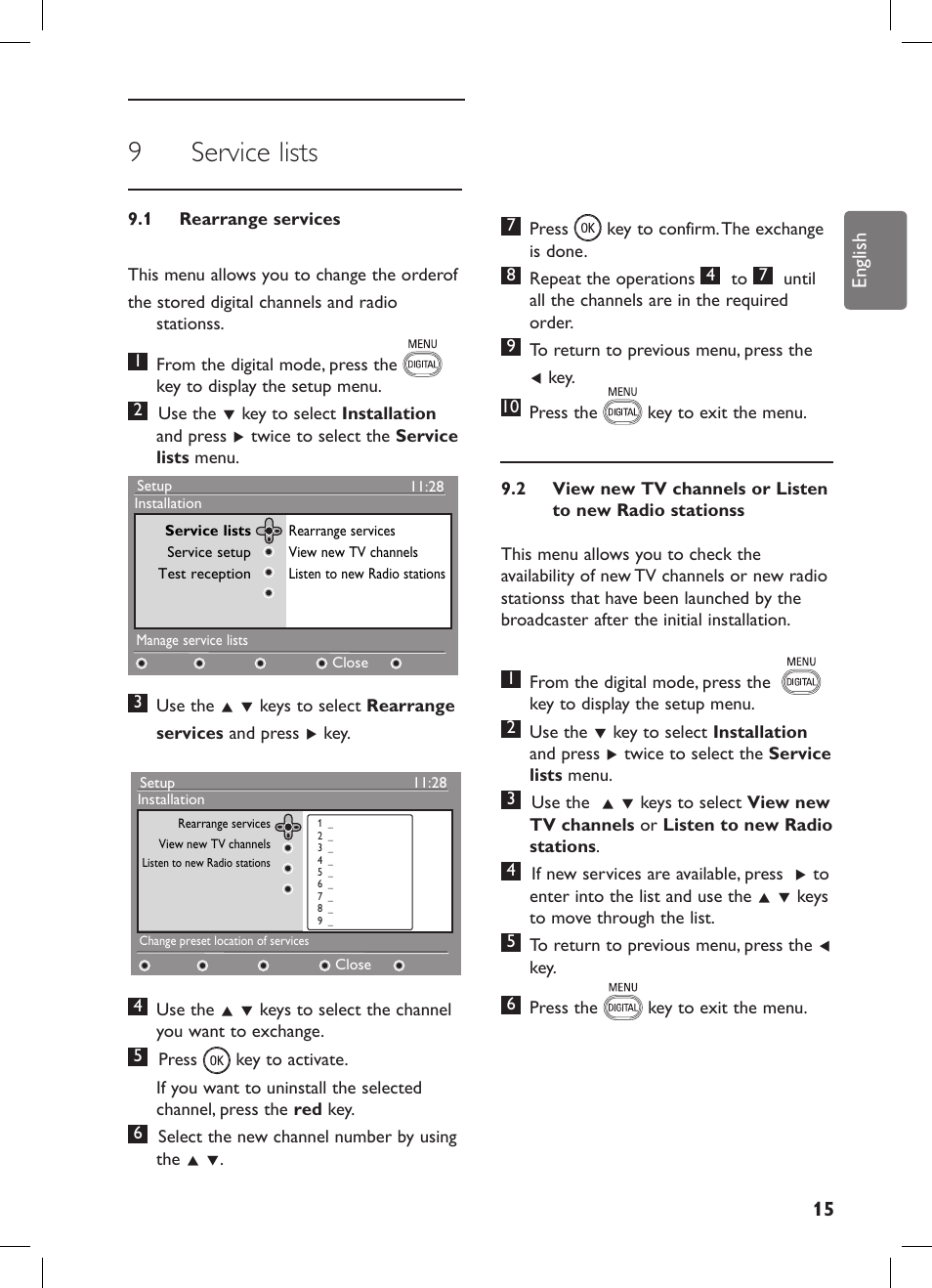 9 service lists | Philips 42PFL7682D-12 User Manual | Page 19 / 56