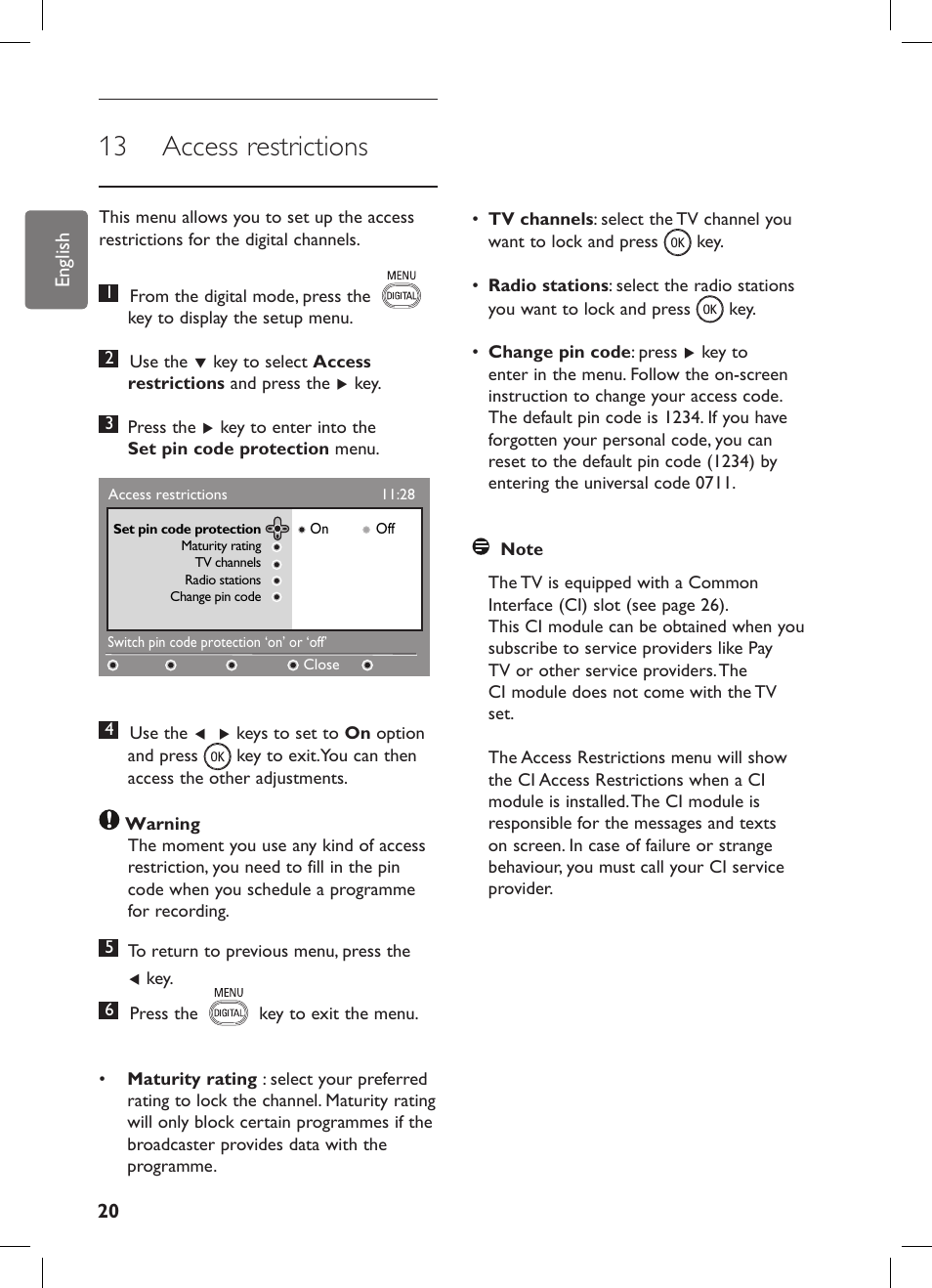 13 access restrictions | Philips 42PFL7682D-12 User Manual | Page 24 / 56