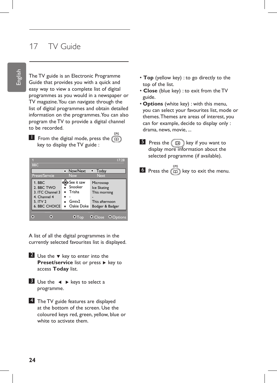 17 tv guide | Philips 42PFL7682D-12 User Manual | Page 28 / 56