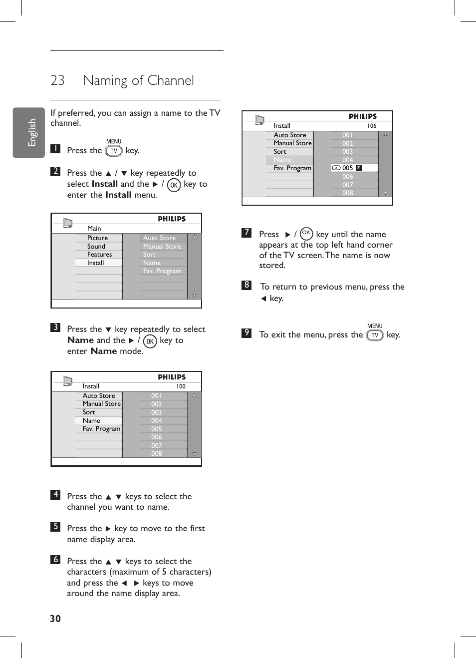 23 naming of channel | Philips 42PFL7682D-12 User Manual | Page 34 / 56