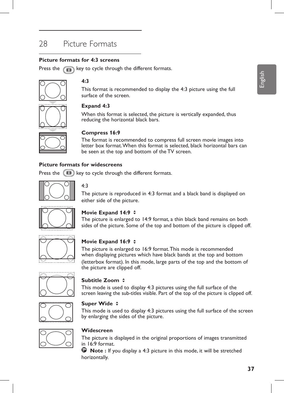 28 picture formats | Philips 42PFL7682D-12 User Manual | Page 41 / 56