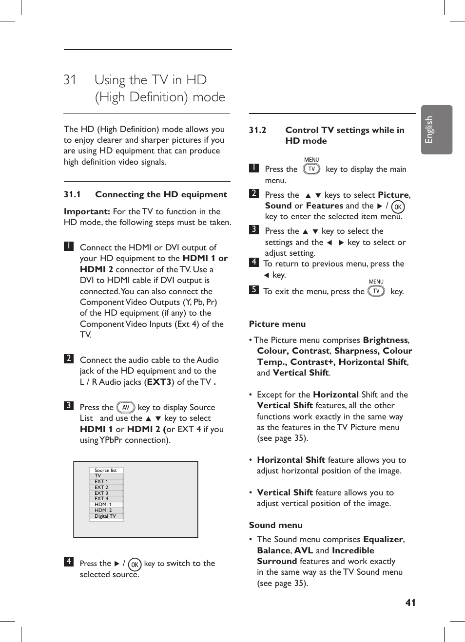 31 using the tv in hd (high definition) mode | Philips 42PFL7682D-12 User Manual | Page 45 / 56