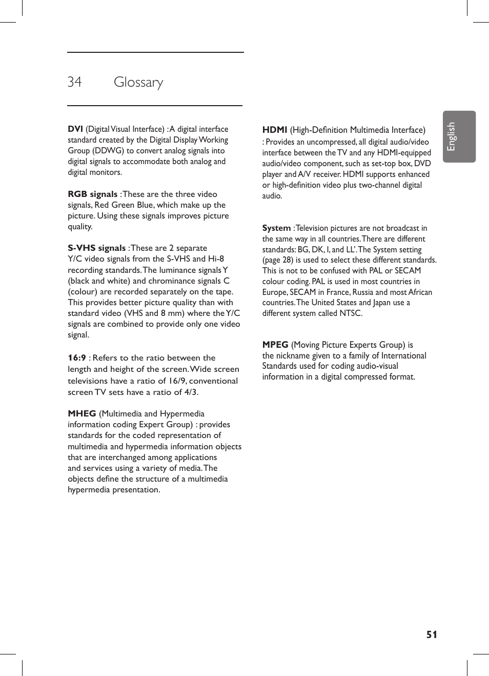 34 glossary | Philips 42PFL7682D-12 User Manual | Page 55 / 56
