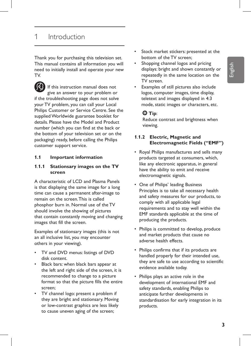 1 introduction | Philips 42PFL7682D-12 User Manual | Page 7 / 56