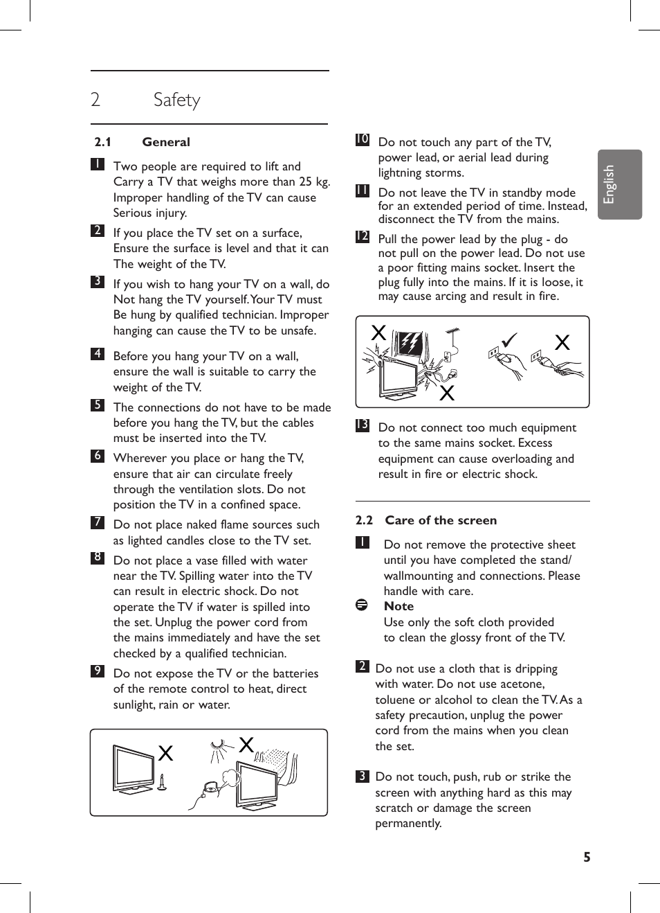 2 safety | Philips 42PFL7682D-12 User Manual | Page 9 / 56