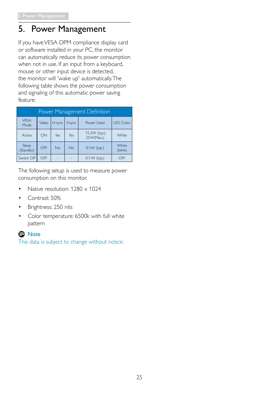 Power management | Philips 19S4LSB5-27 User Manual | Page 27 / 45