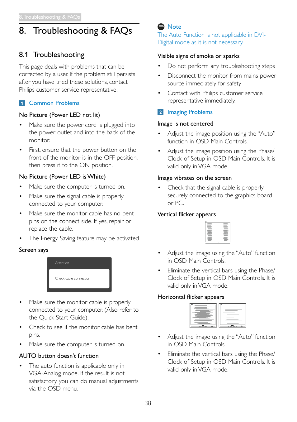 Troubleshooting & faqs, 1 troubleshooting | Philips 19S4LSB5-27 User Manual | Page 40 / 45