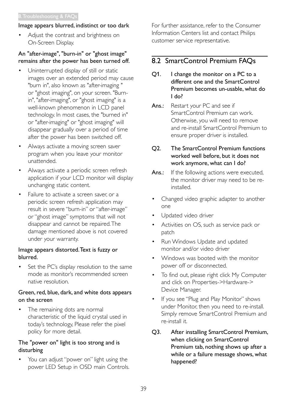 2 smartcontrol premium faqs | Philips 19S4LSB5-27 User Manual | Page 41 / 45