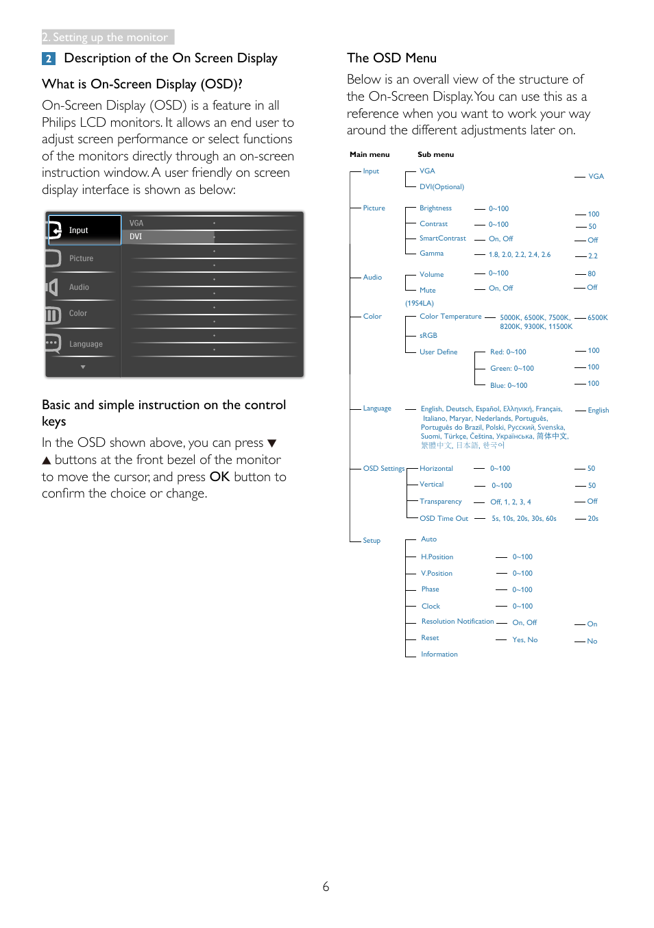 Setting up the monitor | Philips 19S4LSB5-27 User Manual | Page 8 / 45