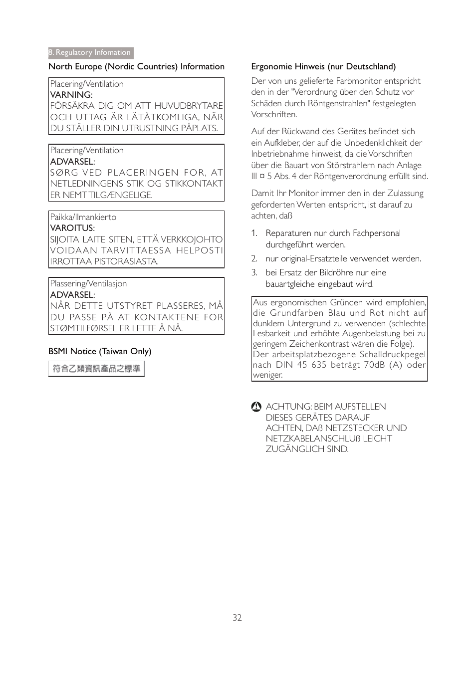 Regulatory infomation | Philips 271P4QPJEB-27 User Manual | Page 34 / 46