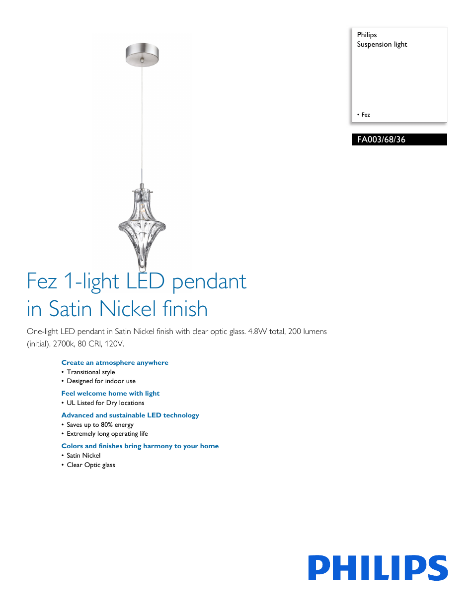 Philips FA0036836 User Manual | 2 pages