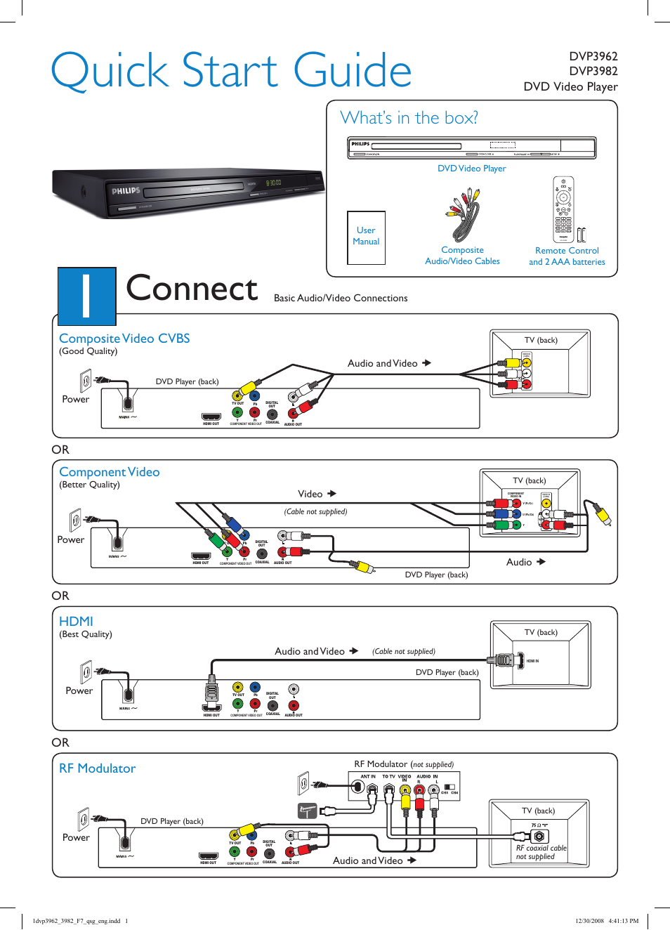 Philips HDMI 1080p DivX Ultra DVD player User Manual | 2 pages