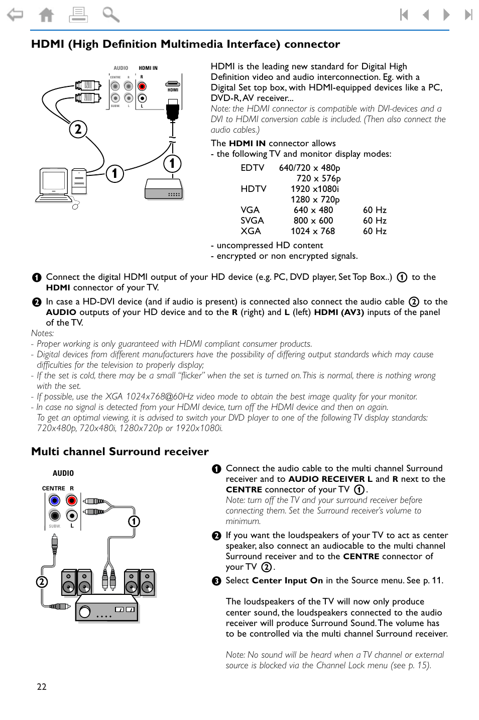 Hdmi (high definition multim, Multi channel surround receiver | Philips 32PF9996-37 User Manual | Page 26 / 38