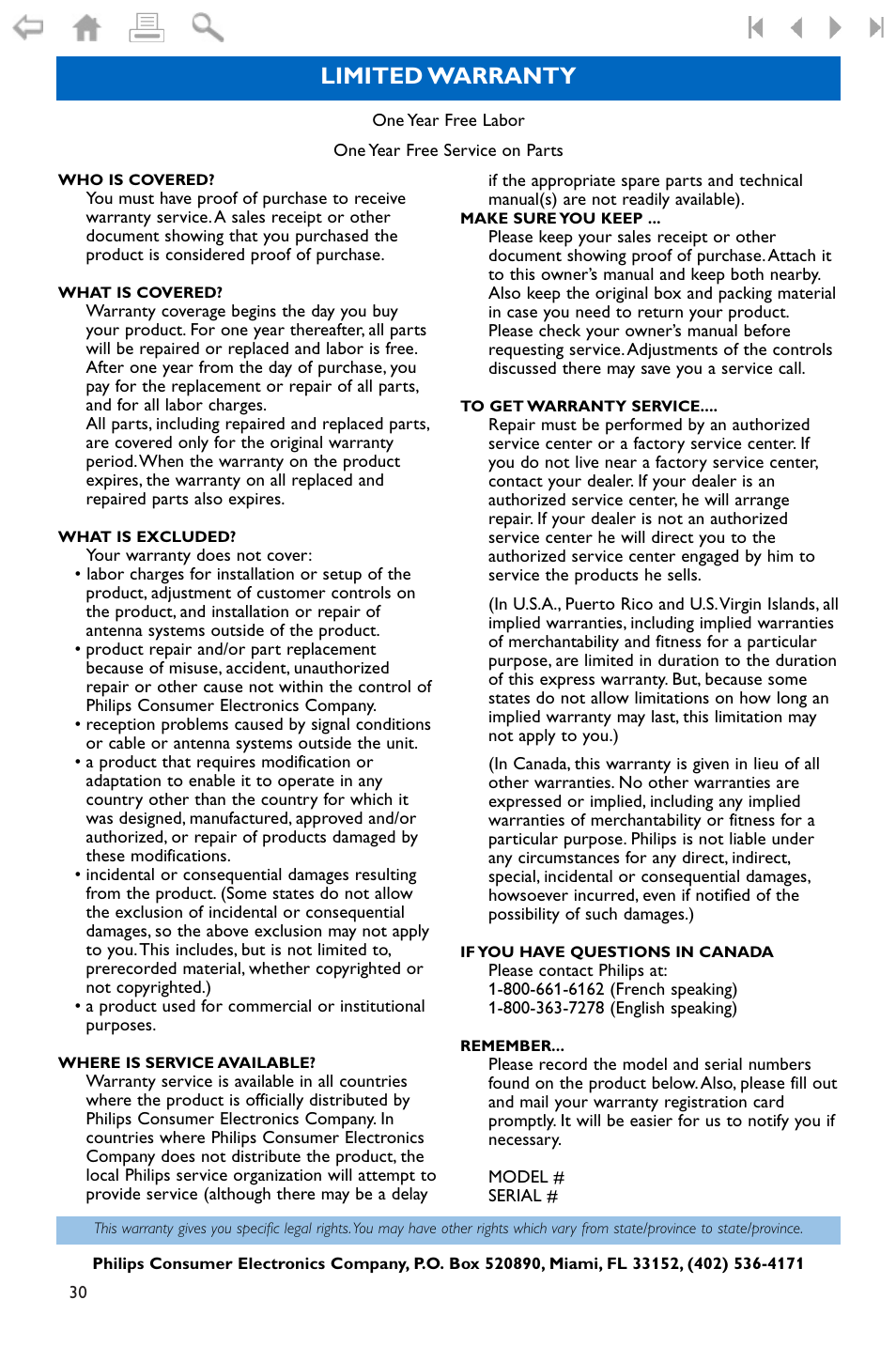 Limited warranty | Philips 32PF9996-37 User Manual | Page 34 / 38