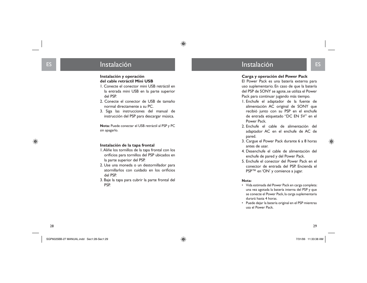 Instalación | Philips SGP6025BB-27 User Manual | Page 15 / 19