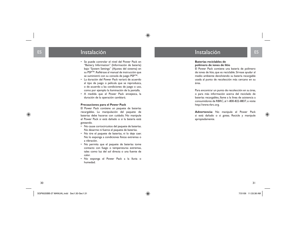 Instalación | Philips SGP6025BB-27 User Manual | Page 16 / 19