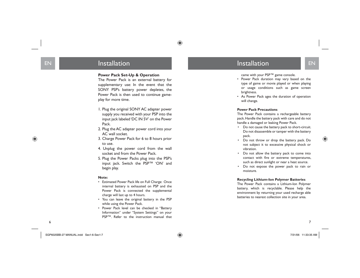 Installation | Philips SGP6025BB-27 User Manual | Page 4 / 19