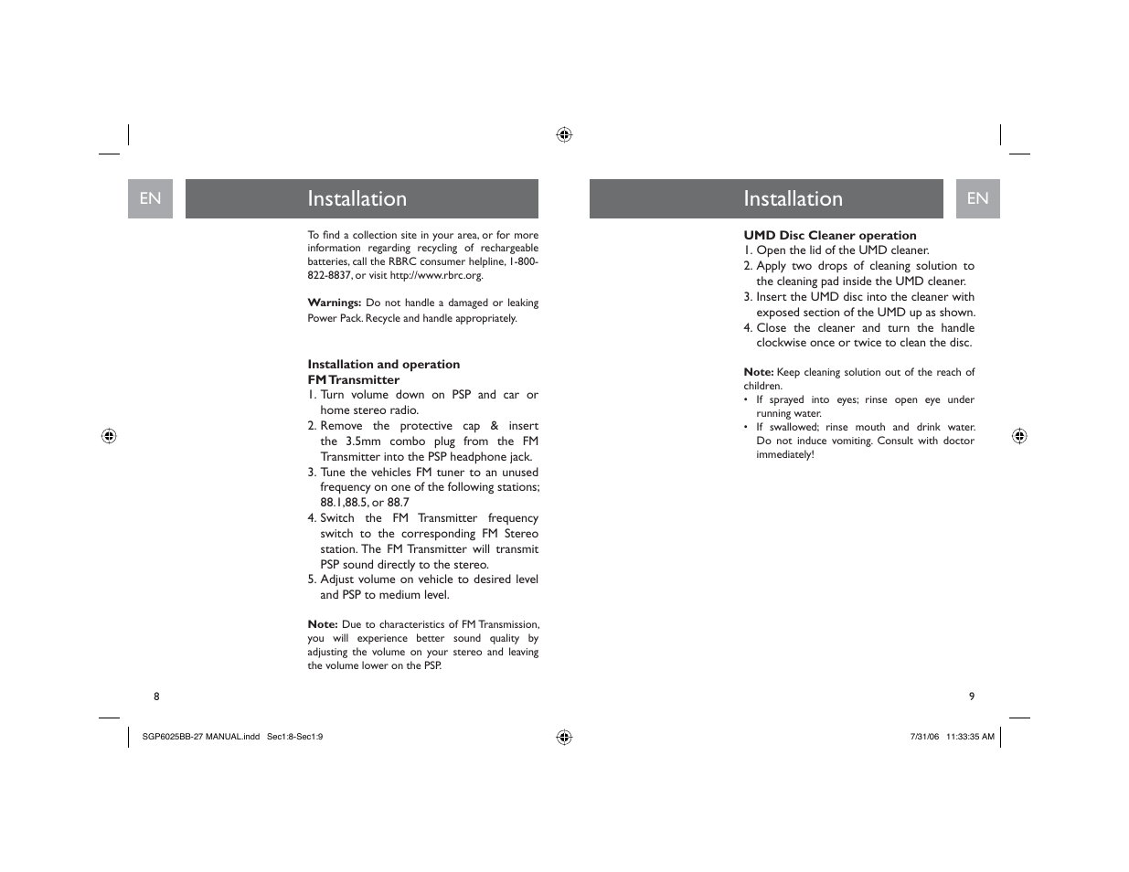 Installation | Philips SGP6025BB-27 User Manual | Page 5 / 19