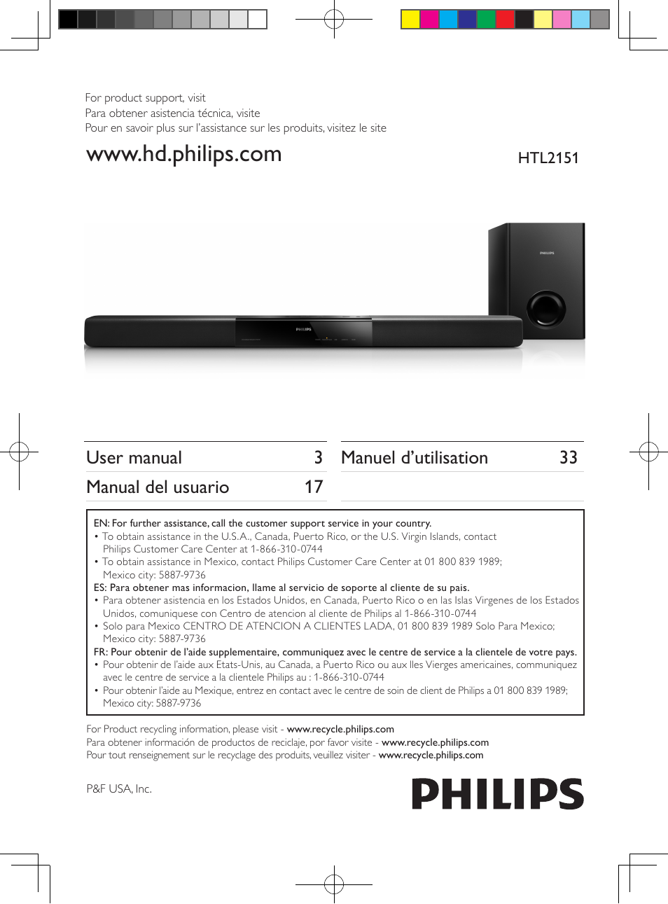 Philips HTL2151-F7 User Manual | 15 pages