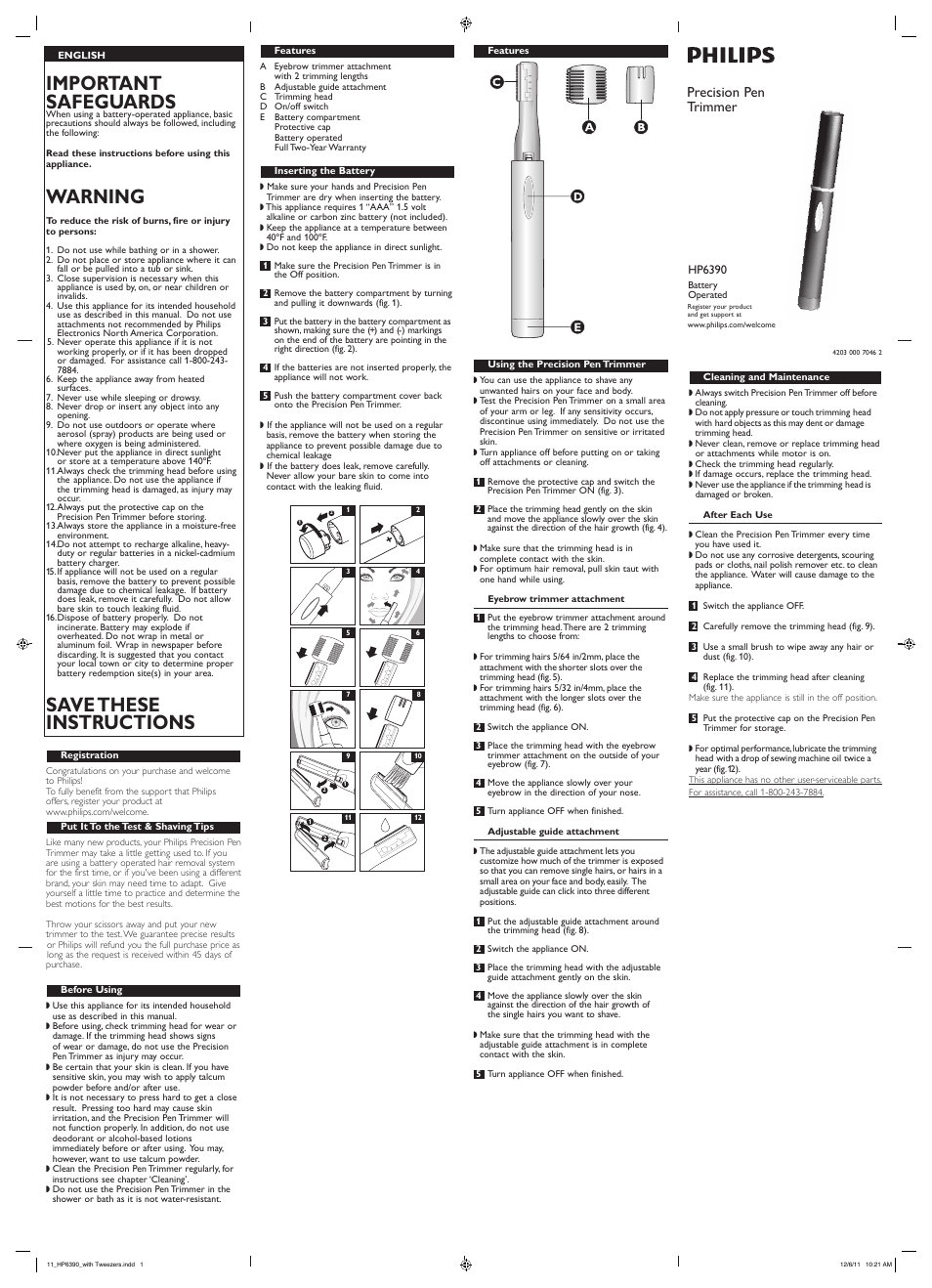 Philips HP6390-60 User Manual | 2 pages