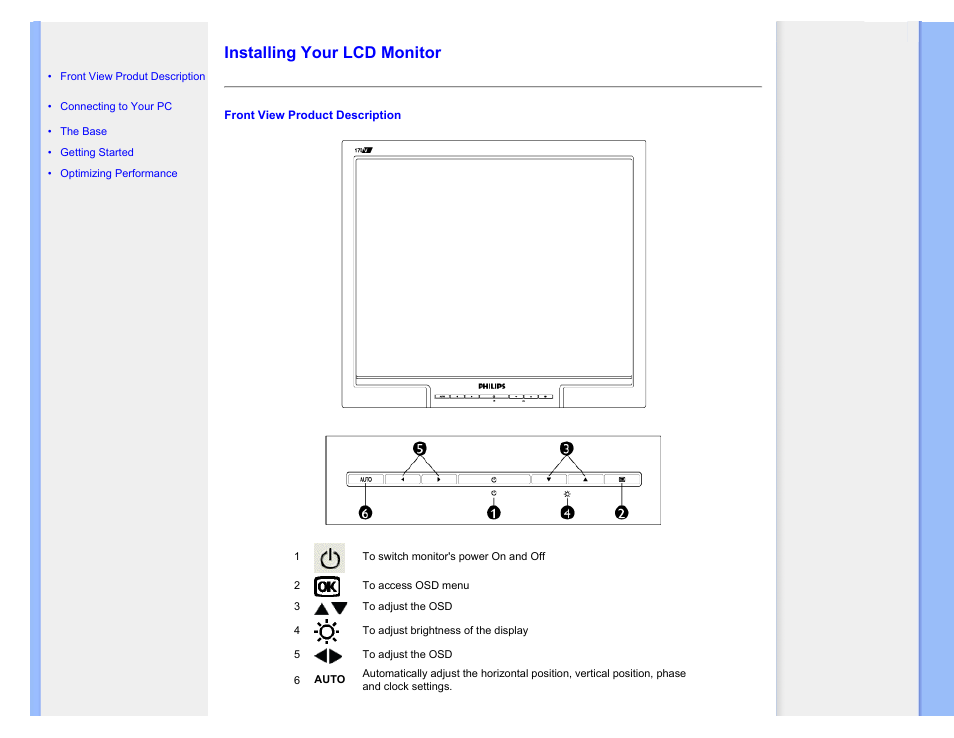 Installing your lcd monitor, Installing your monitor | Philips 170V7FB-27 User Manual | Page 39 / 92