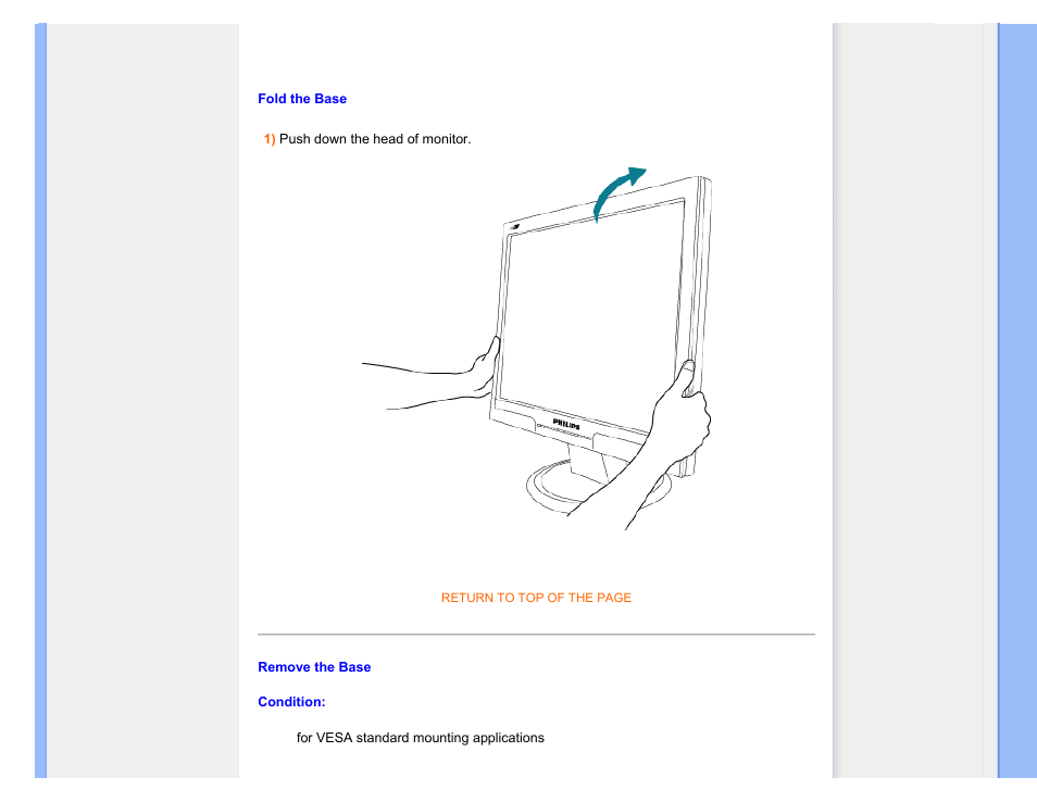 Fold the base | Philips 170V7FB-27 User Manual | Page 46 / 92