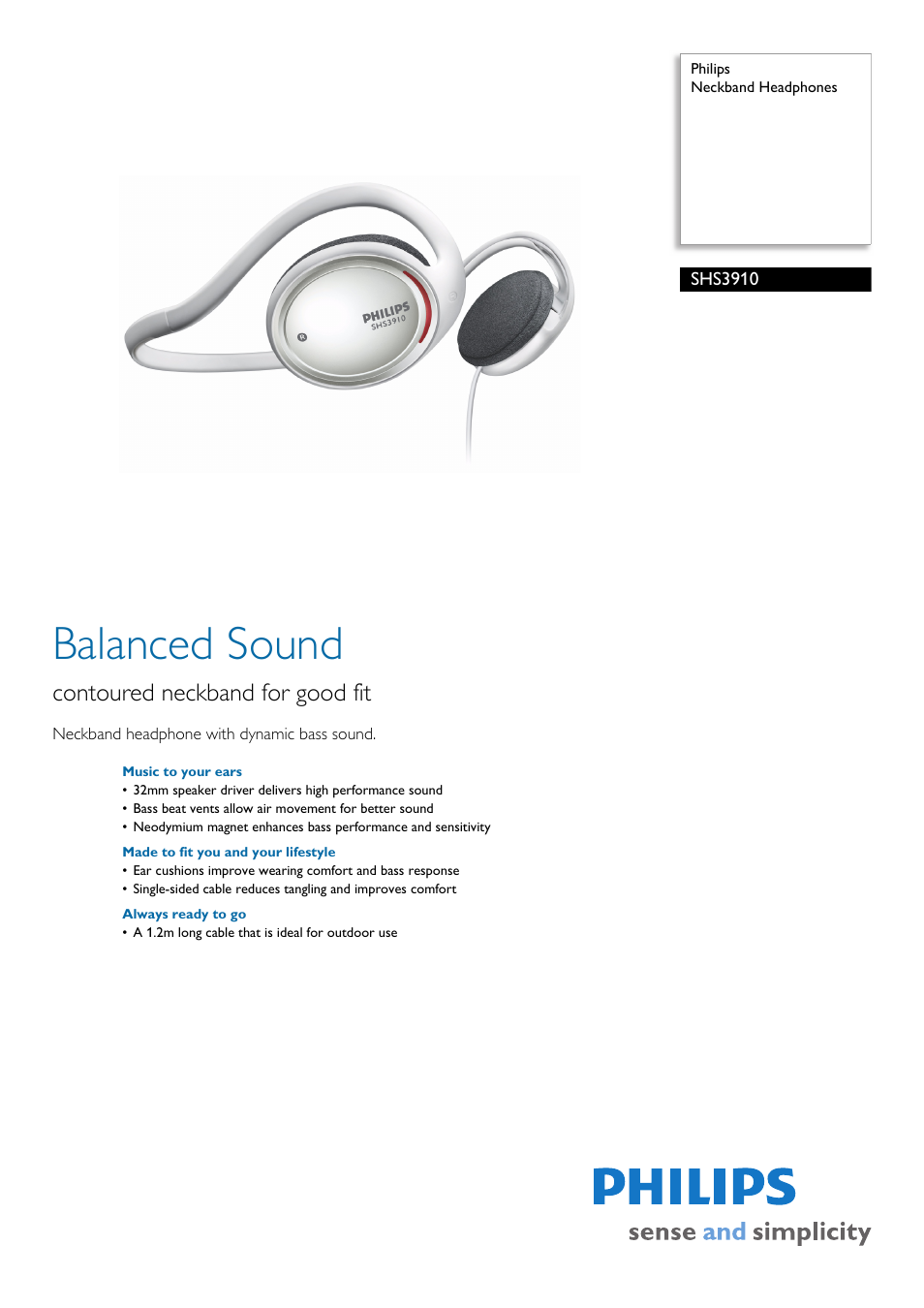 Philips SHS3910-28 User Manual | 2 pages