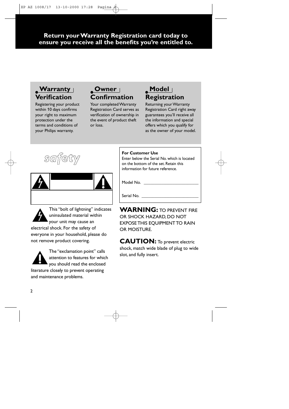 Ssa affe etty y | Philips AZ1011 User Manual | Page 2 / 42