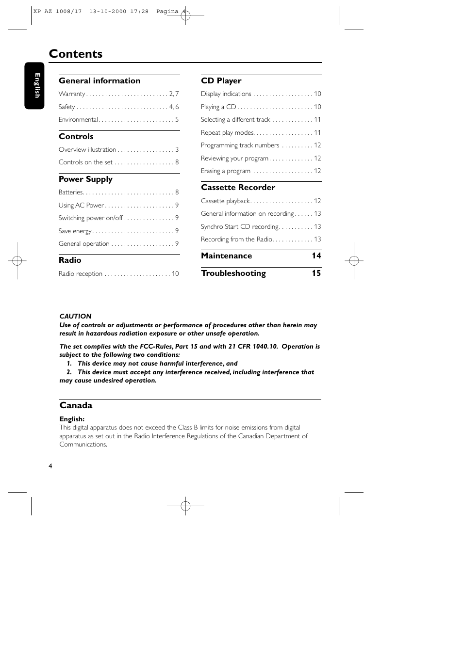 Philips AZ1011 User Manual | Page 4 / 42