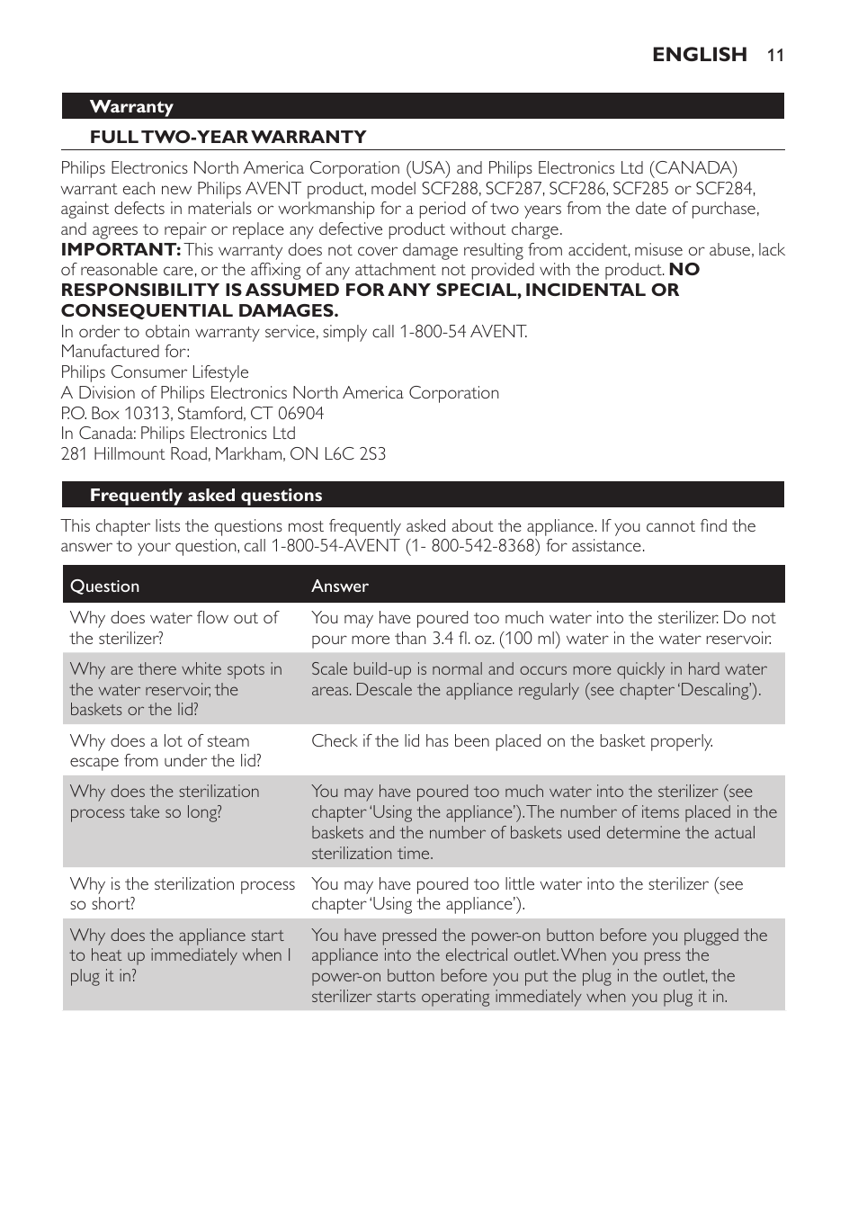 Philips SCF286-05 User Manual | Page 11 / 32