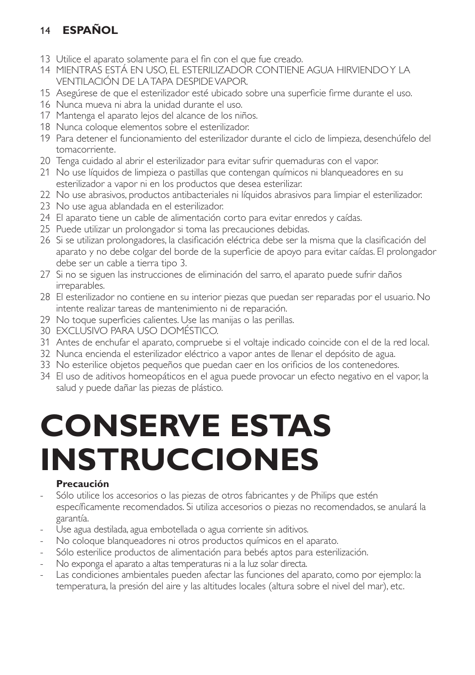 Conserve estas instrucciones | Philips SCF286-05 User Manual | Page 14 / 32