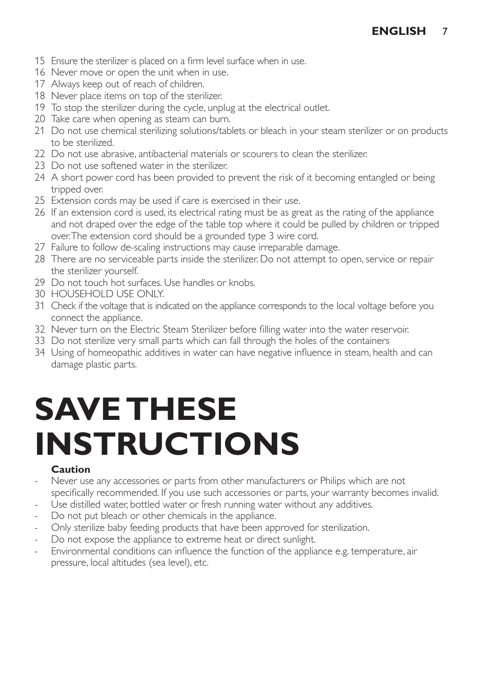 Save these instructions | Philips SCF286-05 User Manual | Page 7 / 32