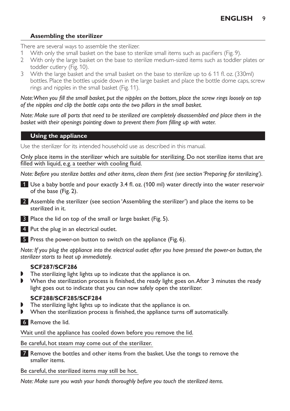 Philips SCF286-05 User Manual | Page 9 / 32