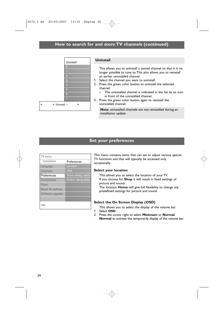 Set your preferences | Philips 63PF9631D-37B User Manual | Page 36 / 70